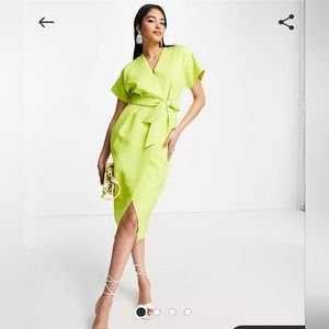 kimono wrap dress in lime